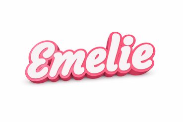 3D-Schriftzug ‚Emelie‘ in Weiß mit pinkem Rand