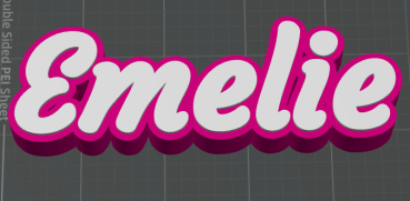 Preview: 3D-Schriftzug ‚Emelie‘ in Weiß mit pinkem Rand